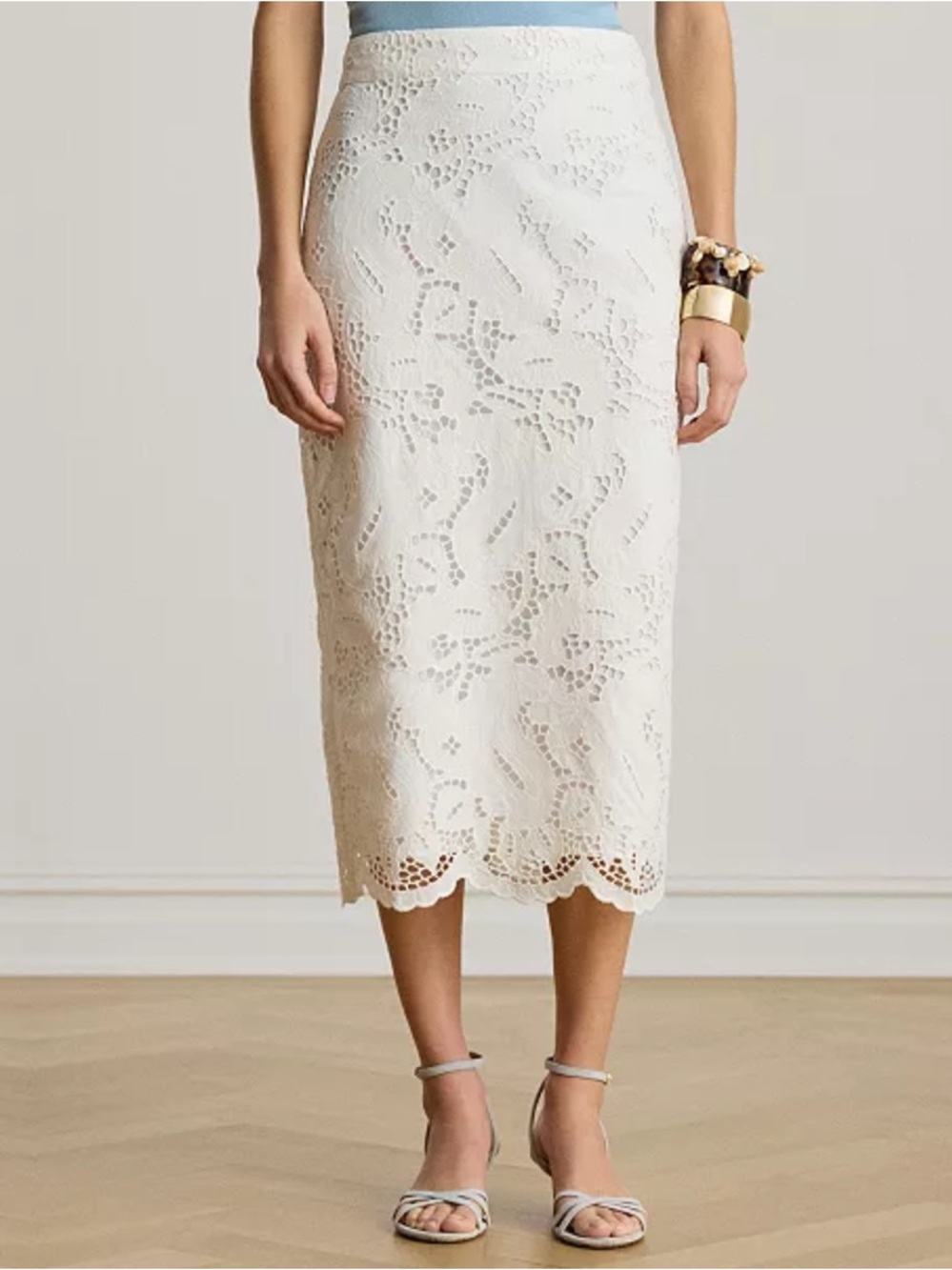 NWOT Ralph Lauren Lace Midi White Skirt
